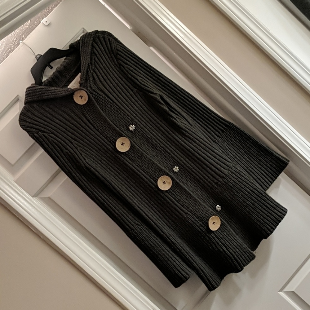 Grey hooded sweater coat